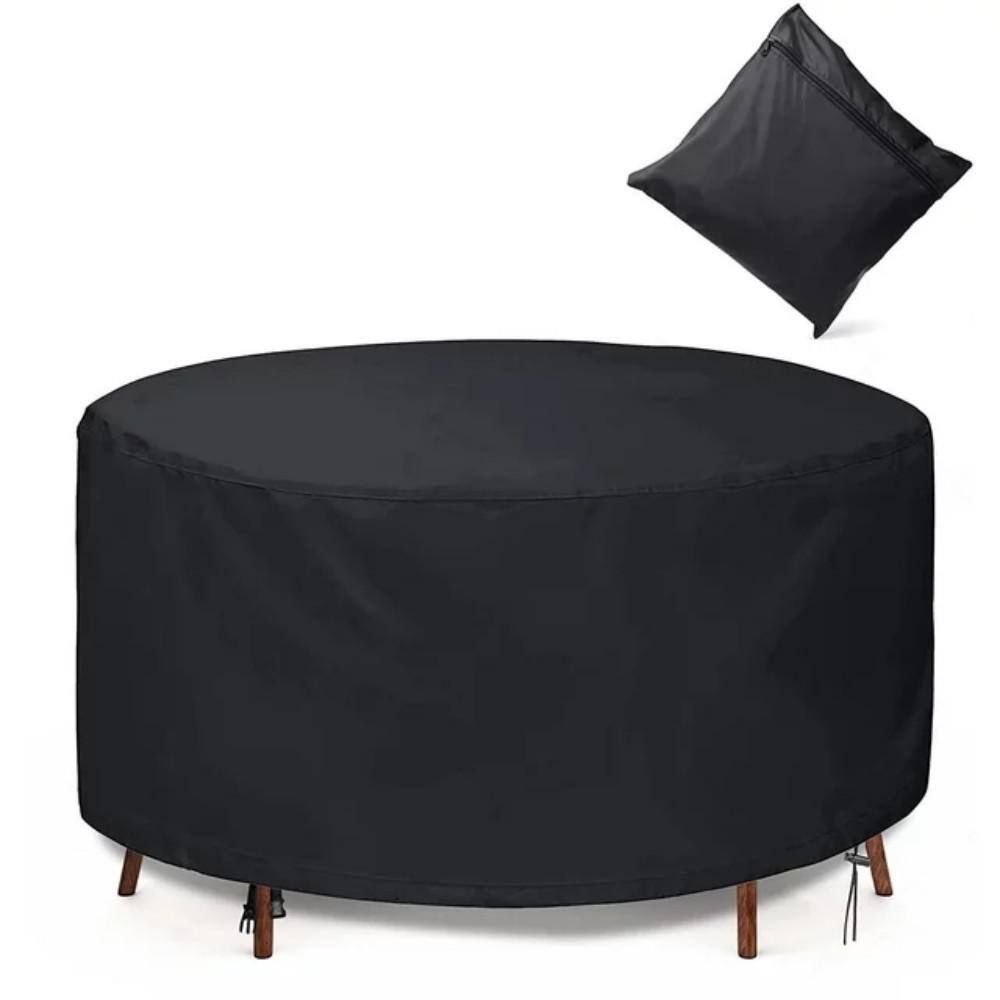 Black Waterproof Round Patio Table and Chair Set Cover