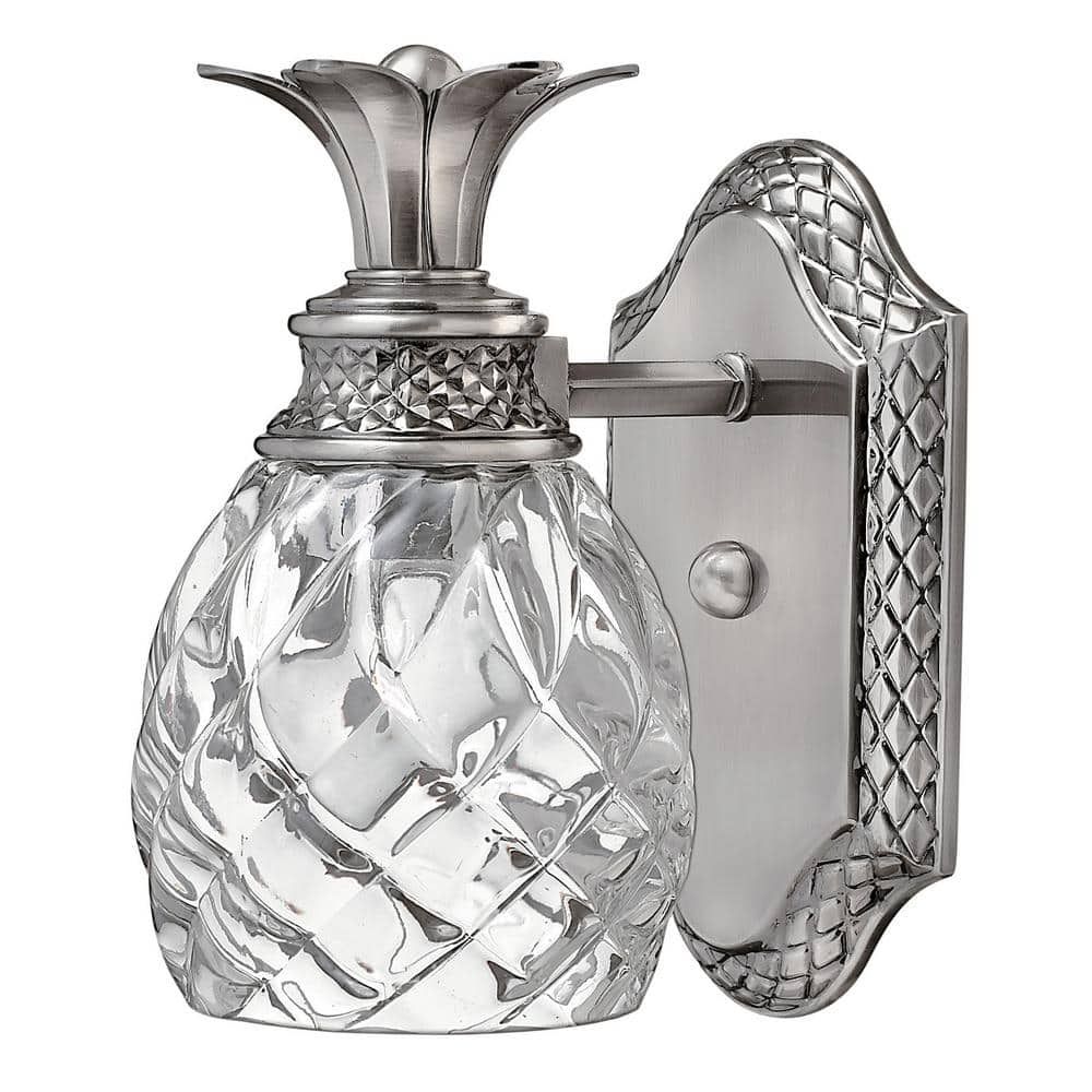 Elegant Pineapple Outdoor Nickel Wall Light with Clear Optic Glass
