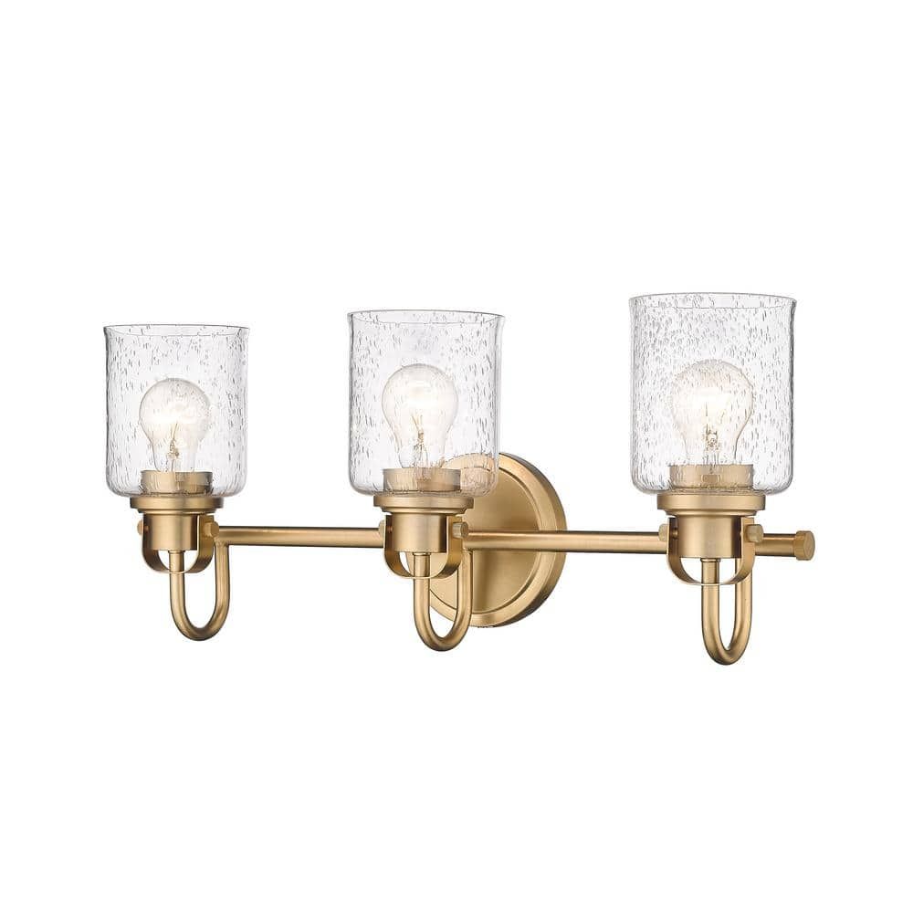 Kinsley Urban Gold 3-Light Vanity with Seeded Glass