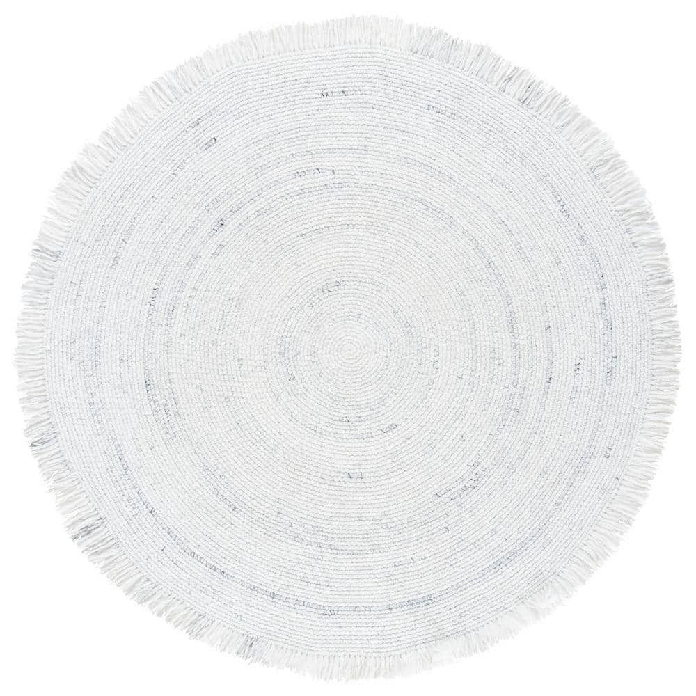 Ivory Braided Round Handmade Synthetic Area Rug, 4'