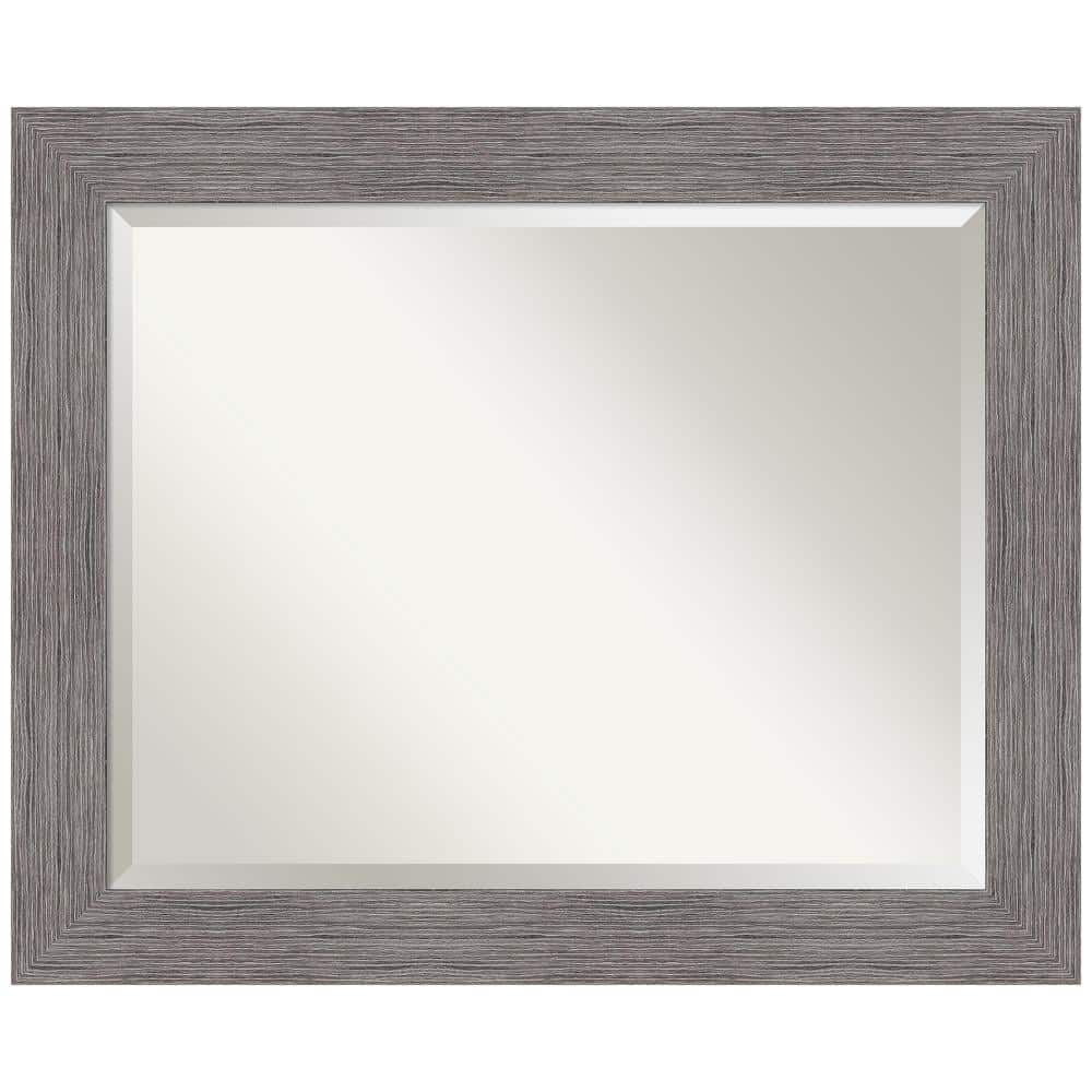 Contemporary Pinstripe Plank 34"x28" Gray Framed Vanity Wall Mirror