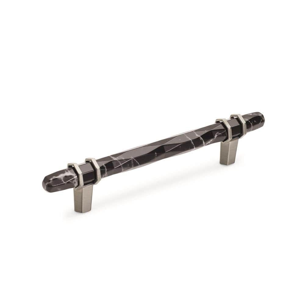 Marble Black and Satin Nickel Modern Bar Cabinet Pull