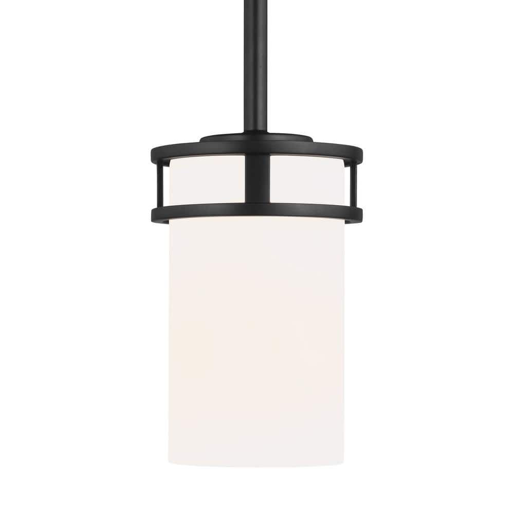 Midnight Black Glass Cylinder Mini Pendant Light