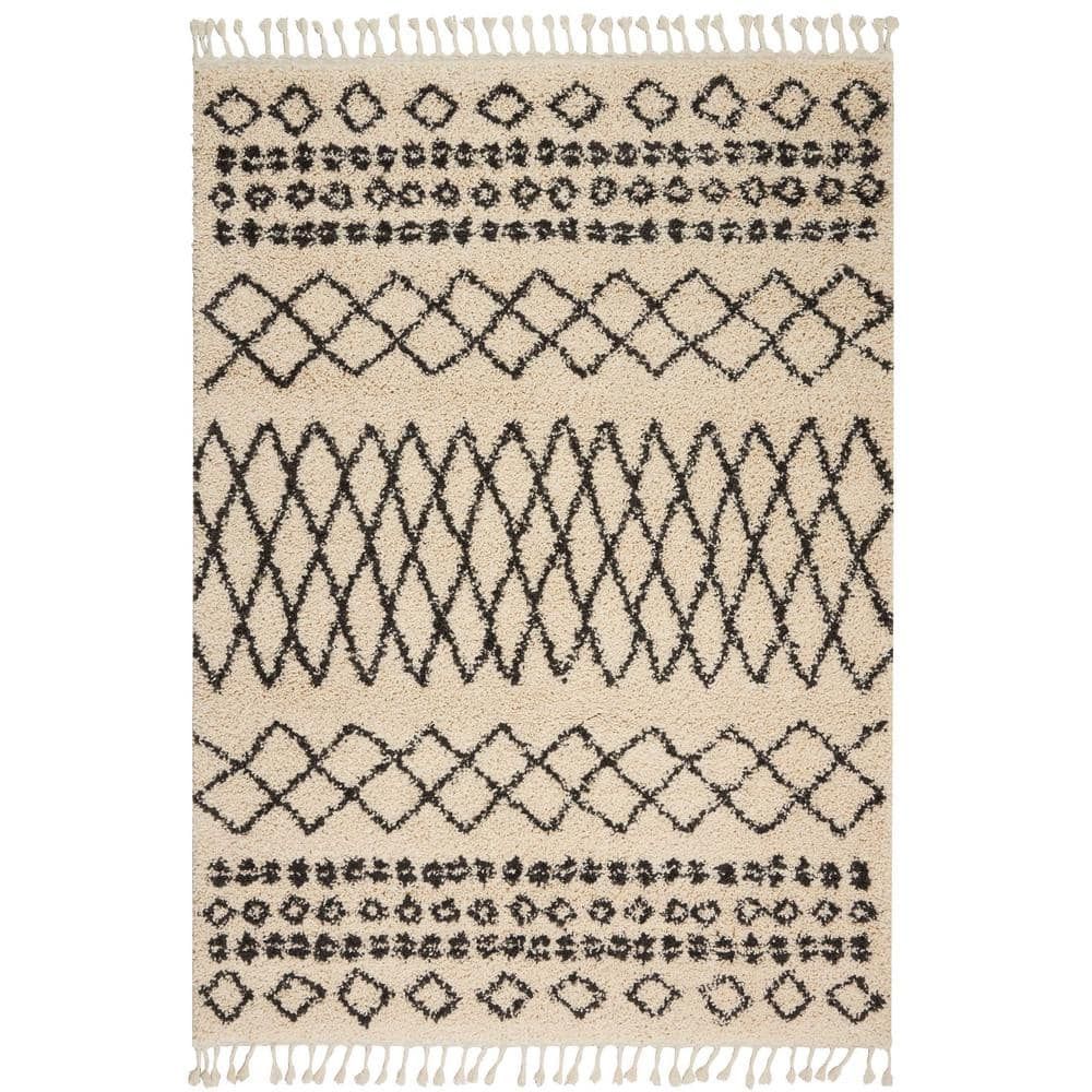 Casablanca Cream Diamond Shag Rug 3'11" x 6'7"