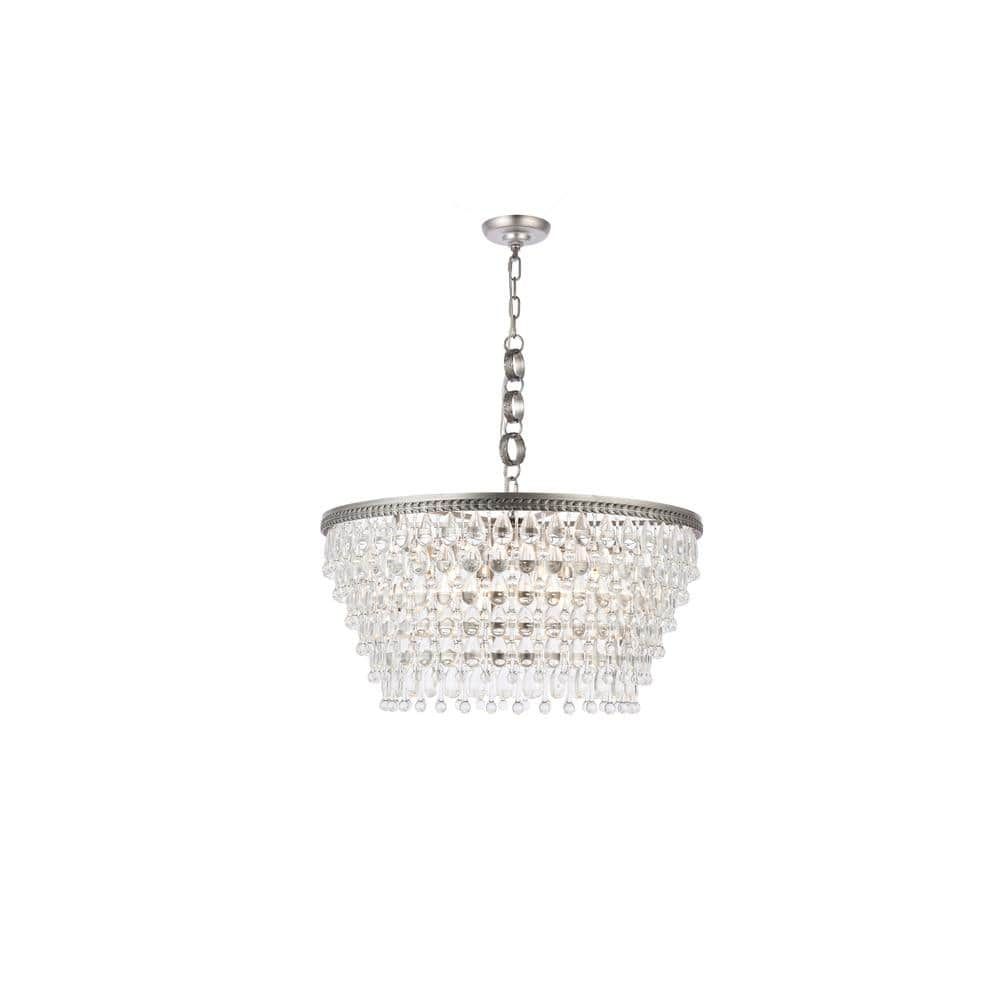 Nordic Ice 6-Light Antique Silver Chandelier with Royal Cut Clear Crystals