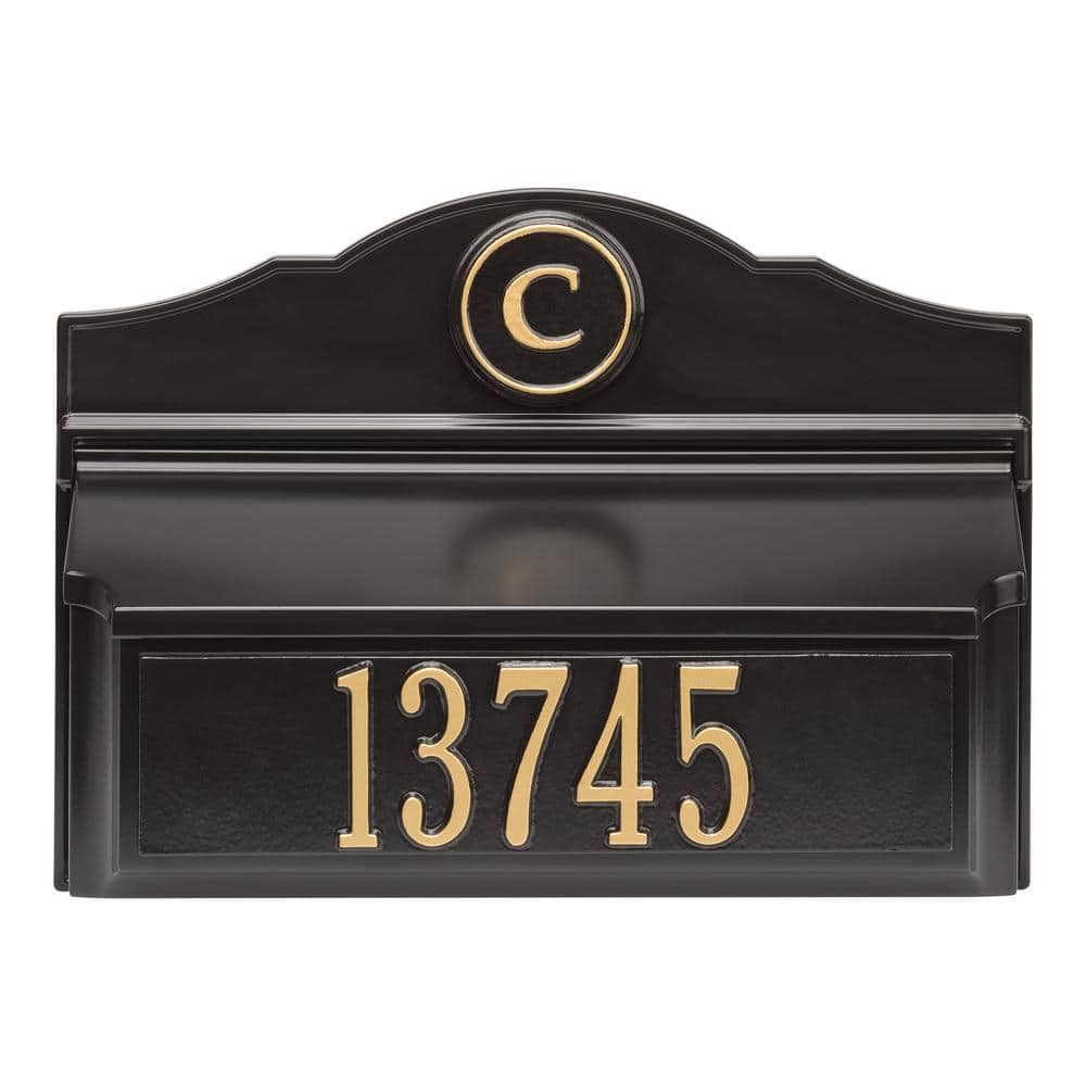 Colonial Black and Gold Aluminum Wall Mounted Mailbox