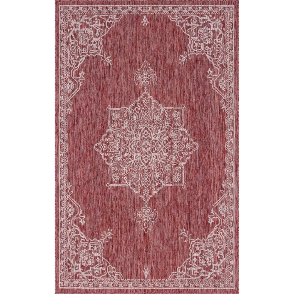 Rustic Rust Red 9' x 12' Synthetic Outdoor Area Rug
