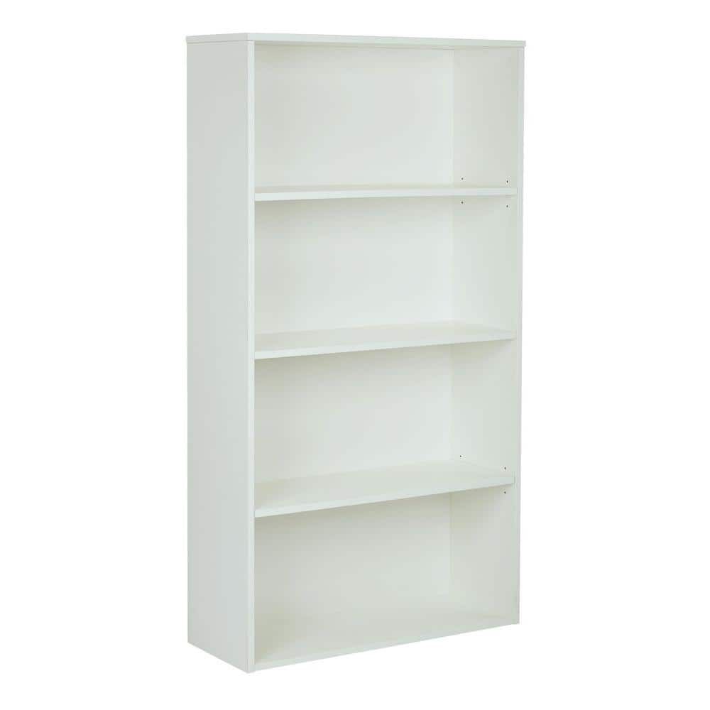 Prado Adjustable White 4-Shelf Engineered Wood Bookcase