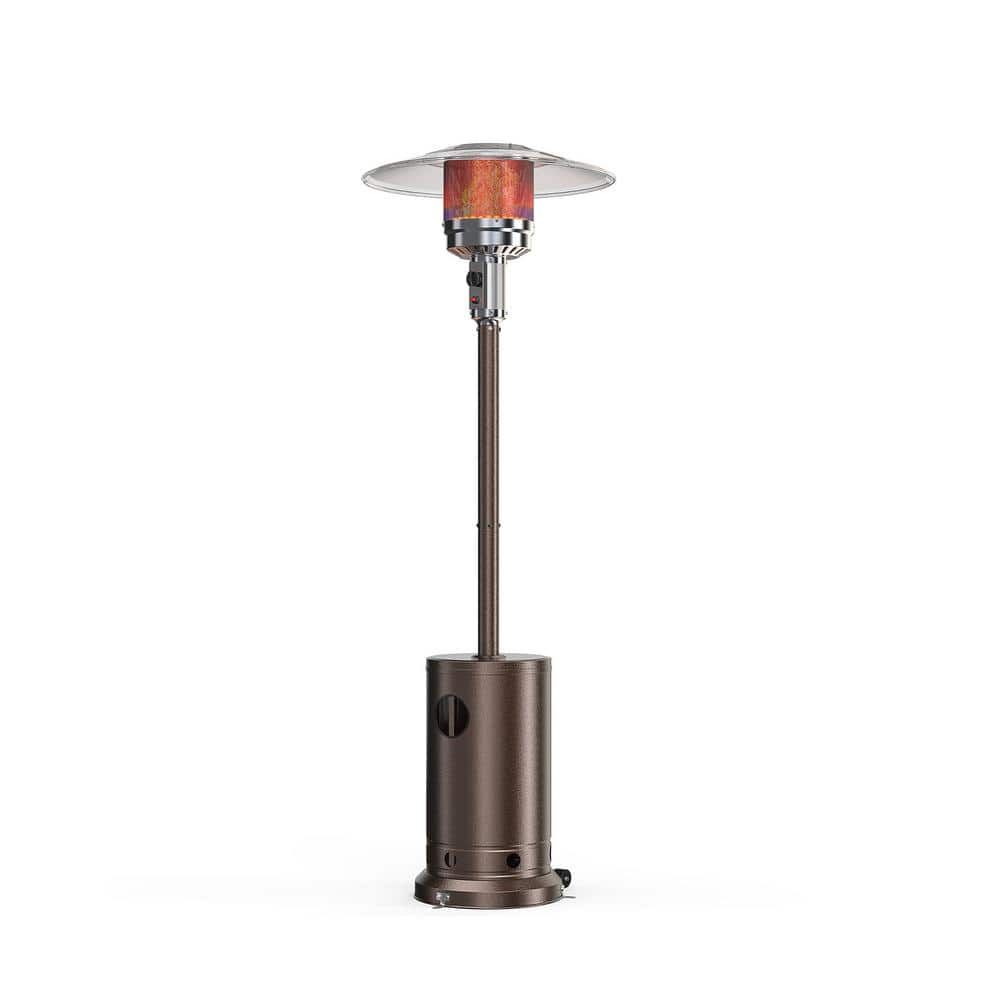 48,000 BTU Brown Stainless Steel Propane Patio Heater with Wheels