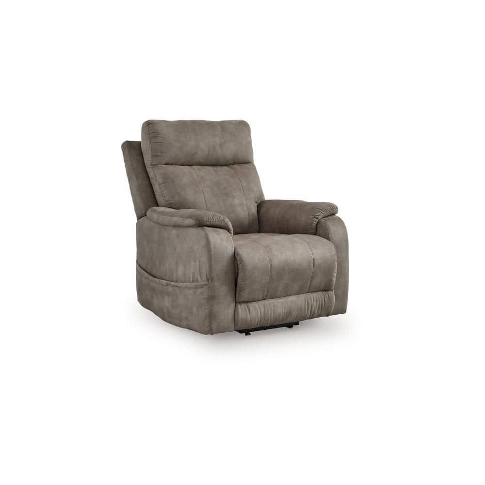 Gray Faux Leather Power Recliner Chair with Massage and Heat