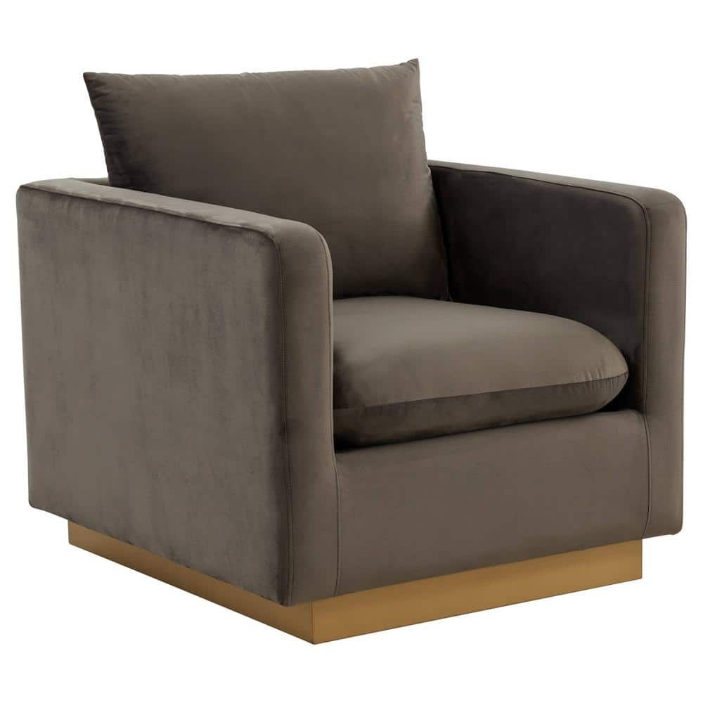 Dark Grey Velvet Wood Frame Accent Chair