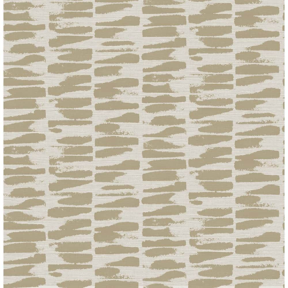 Gold and White Abstract Brushstroke Non-Woven Wallpaper Roll