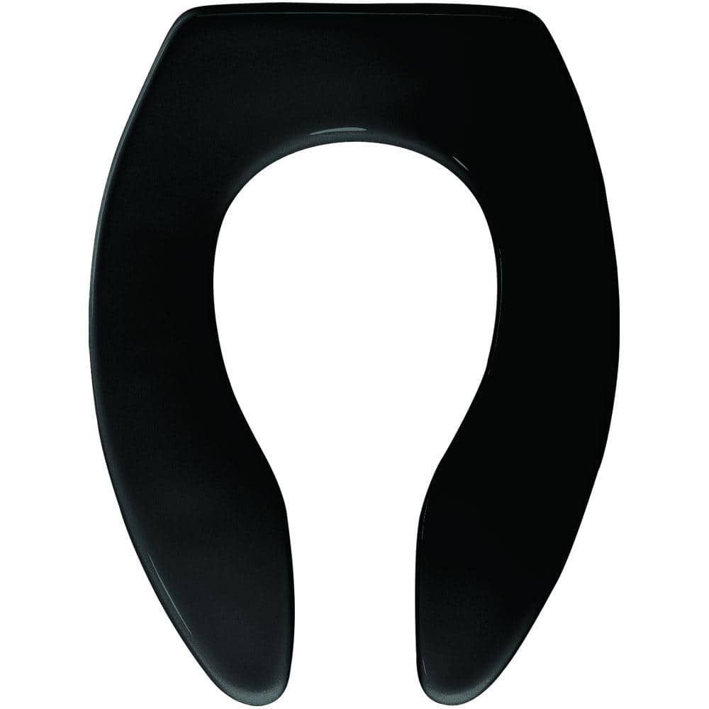 Black Elongated Open Front Commercial Plastic Toilet Seat