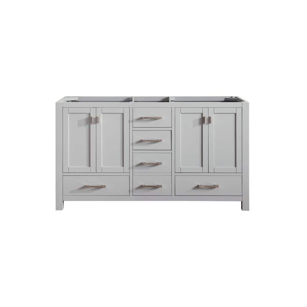 Transitional 60'' Double Freestanding Vanity Base in Chilled Gray