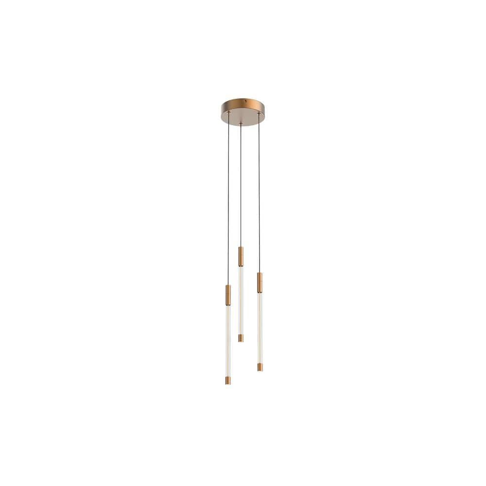 Brushed Gold Glass LED Pendant Light, 13-inch