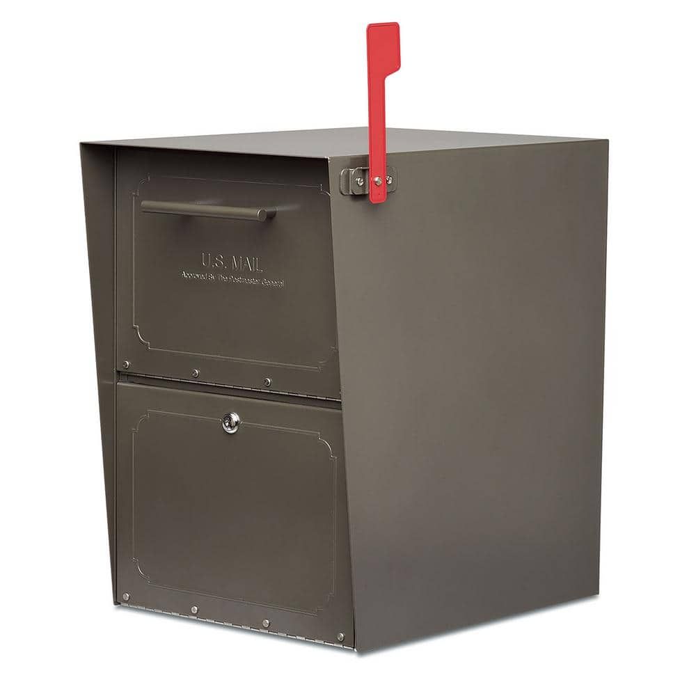 Extra Large Graphite Bronze Steel Locking Post Mount Mailbox