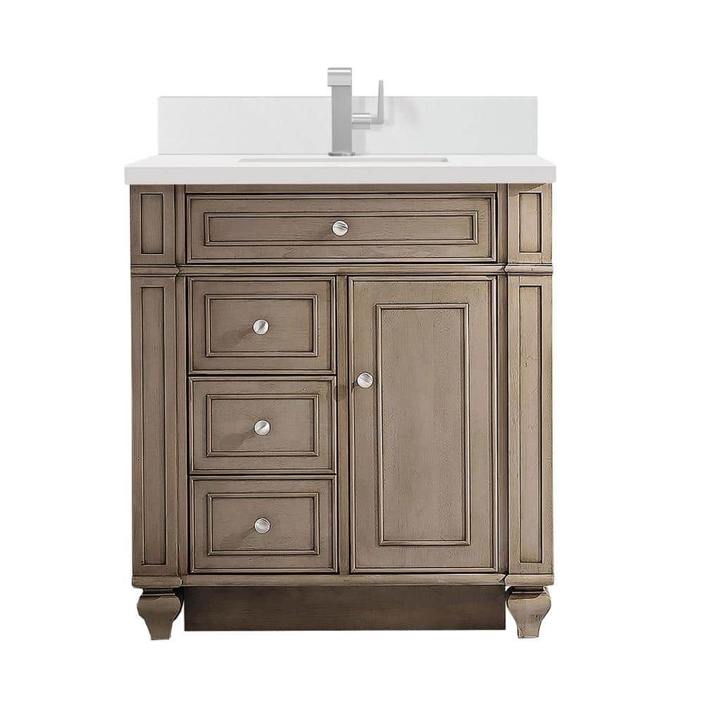 Whitewashed Walnut 30" Single Vanity with Porcelain Sink