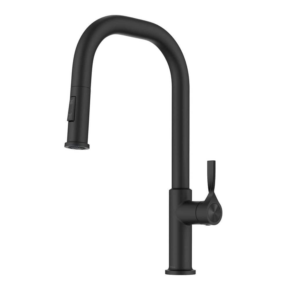 Matte Black Metal Single Handle Pull-down Kitchen Faucet with Sprayer