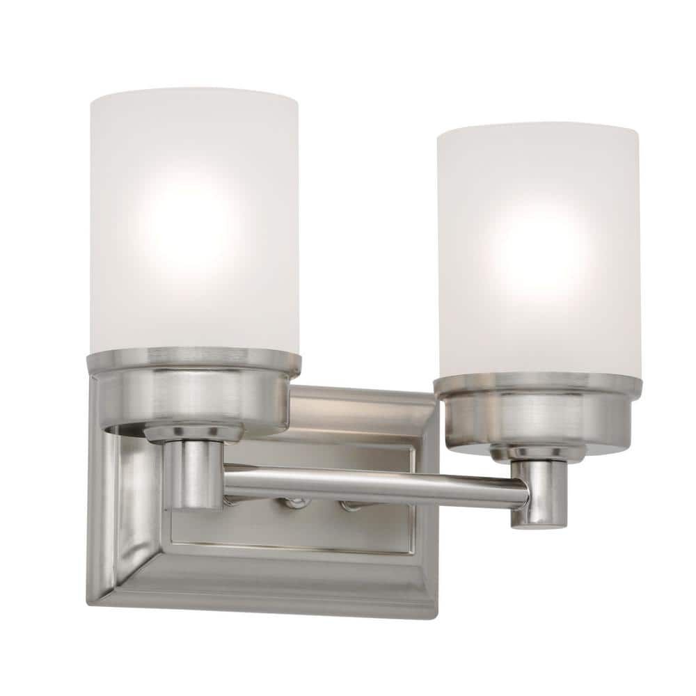 Cade 11.7" Brushed Nickel Vanity Light with Frosted Glass Shades