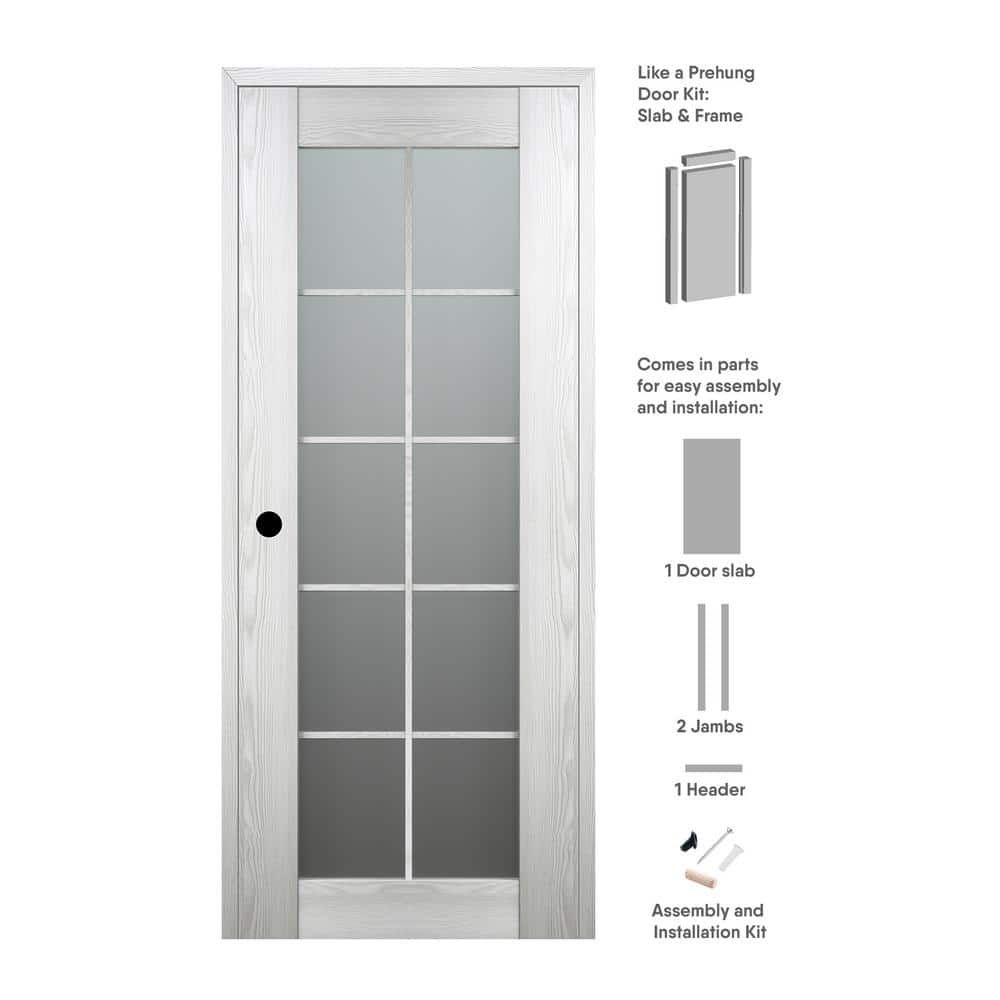 Ribeira Ash 10-Lite Frosted Glass Composite Interior Door