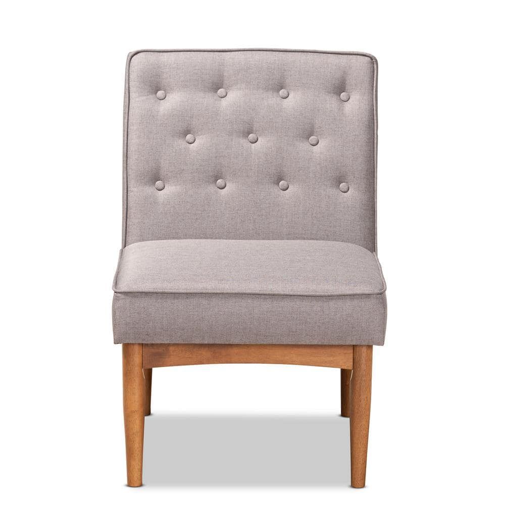 High Back Grey and Walnut Brown Wood Cane Arm Chair