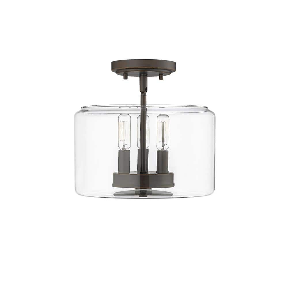 Asheville 11" Clear Glass and Bronze Semi-Flush Mount Light