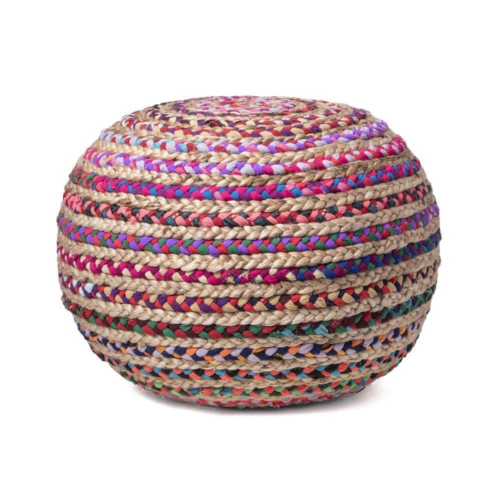 Ling Engineered Wood Round Modern Ottoman Pouf