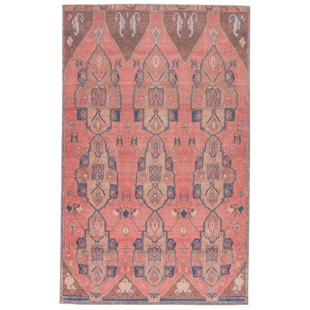 Reversible Blue and Pink Medallion Synthetic 5' x 7' Area Rug