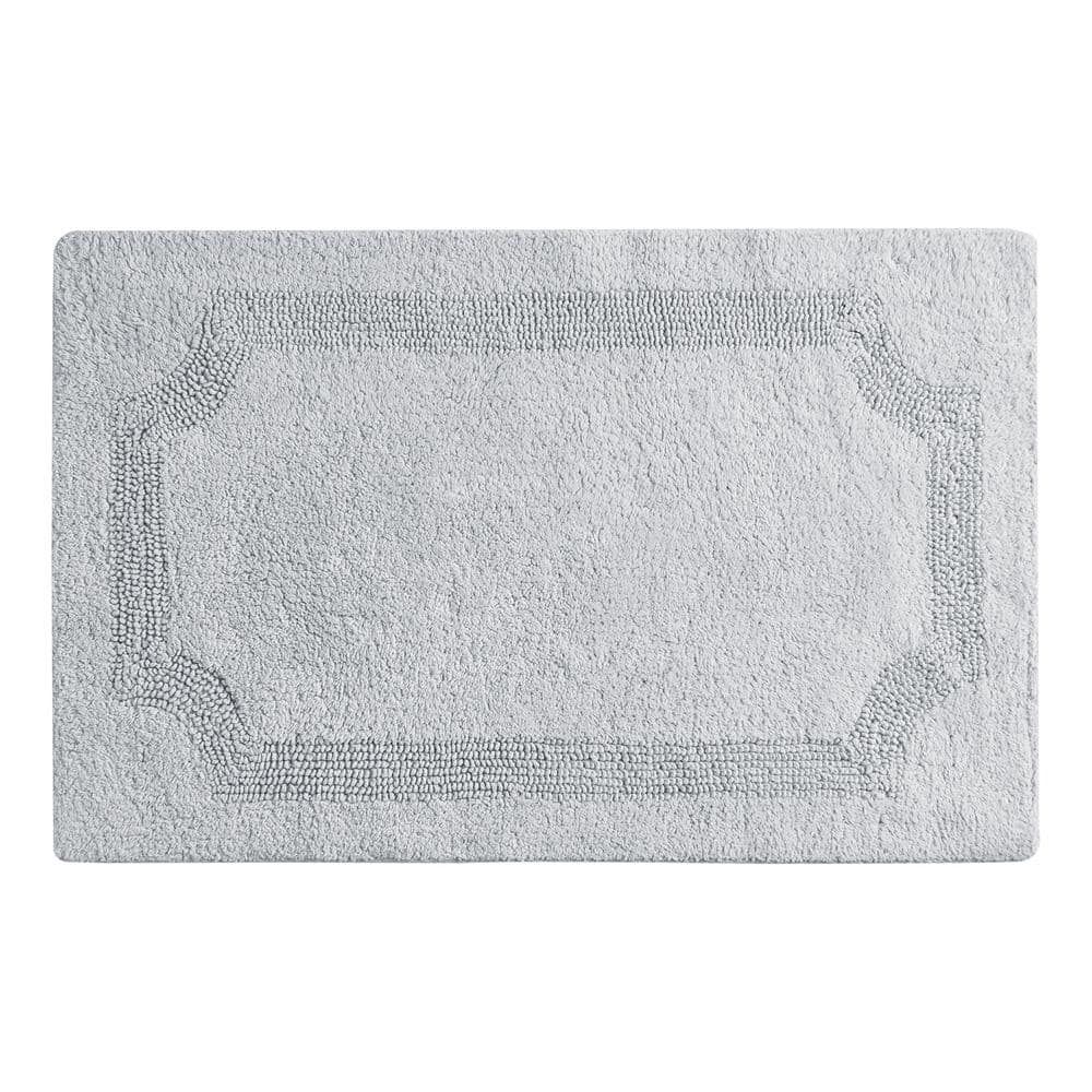 Light Gray Cotton Reversible Bath Mat 21 x 34 Inches
