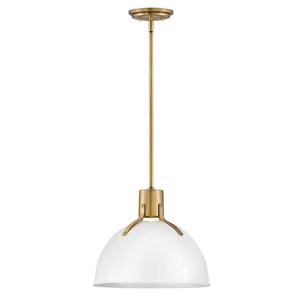 Argo Polished White 14" LED Bowl Pendant with Vintage Industrial Design