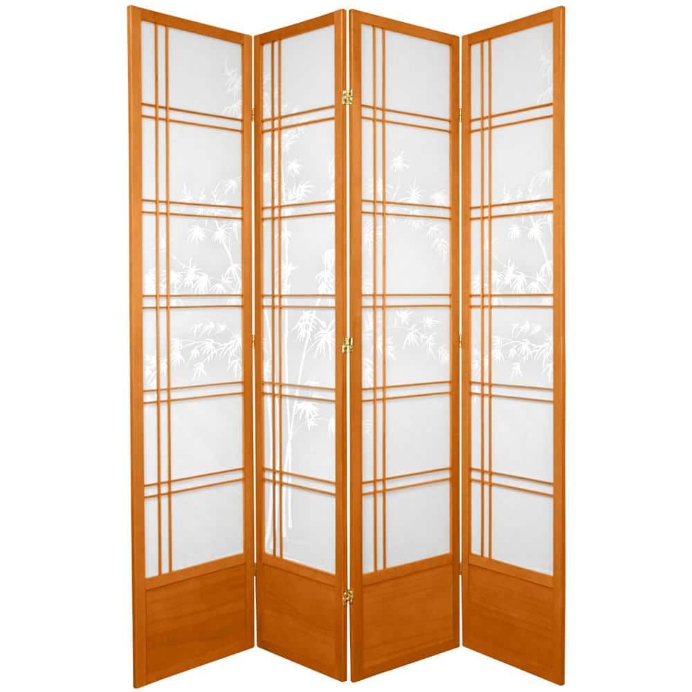 Extra Tall Honey Bamboo Shoji Screen with 4 Panels