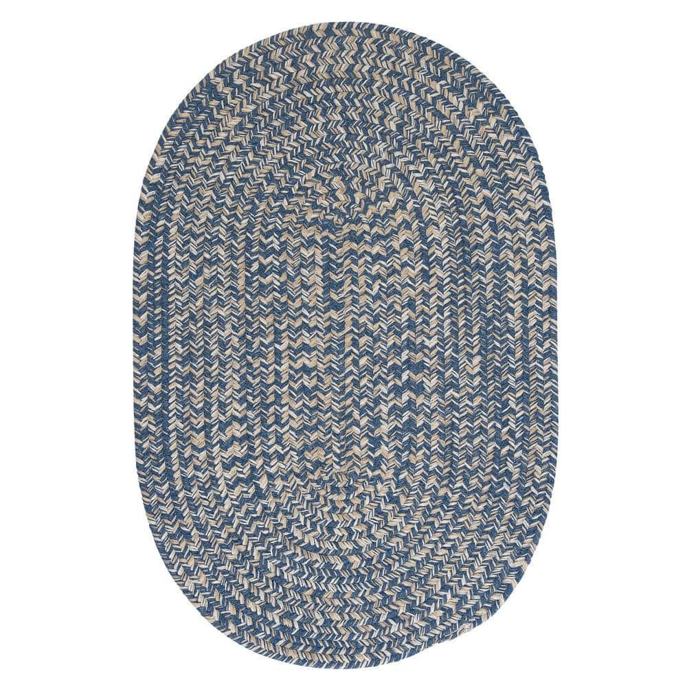 Tremont Denim Tweed 7'x9' Oval Braided Wool-Blend Rug
