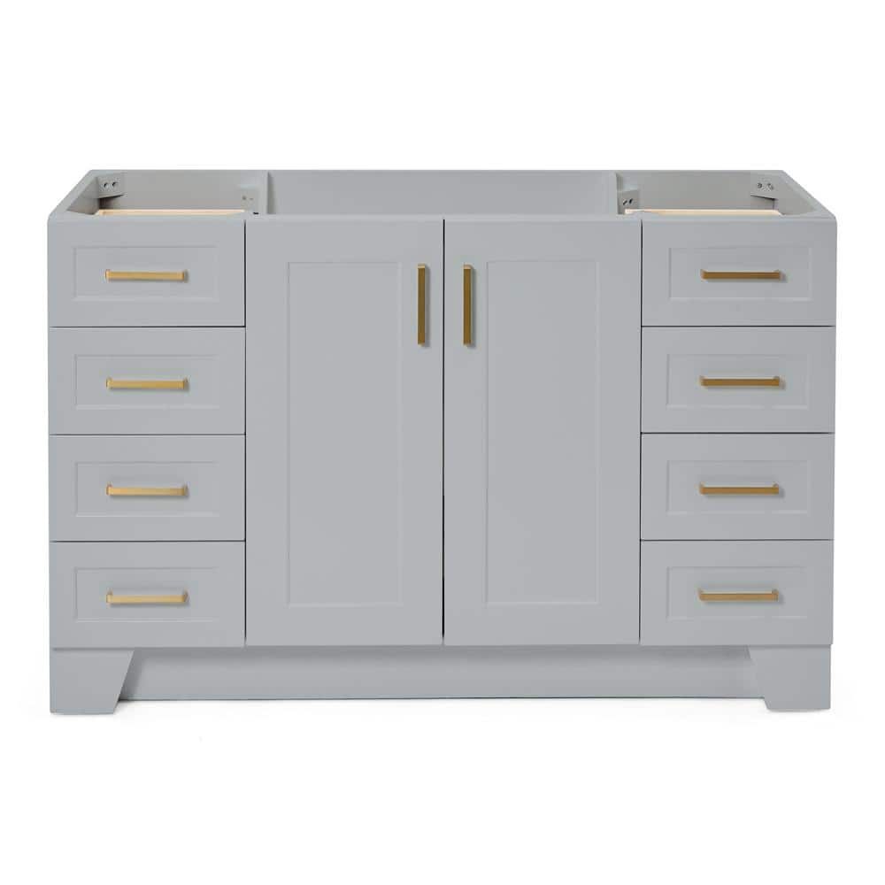 Taylor 54'' Gray Freestanding Single Bathroom Vanity Base with Brass Hardware