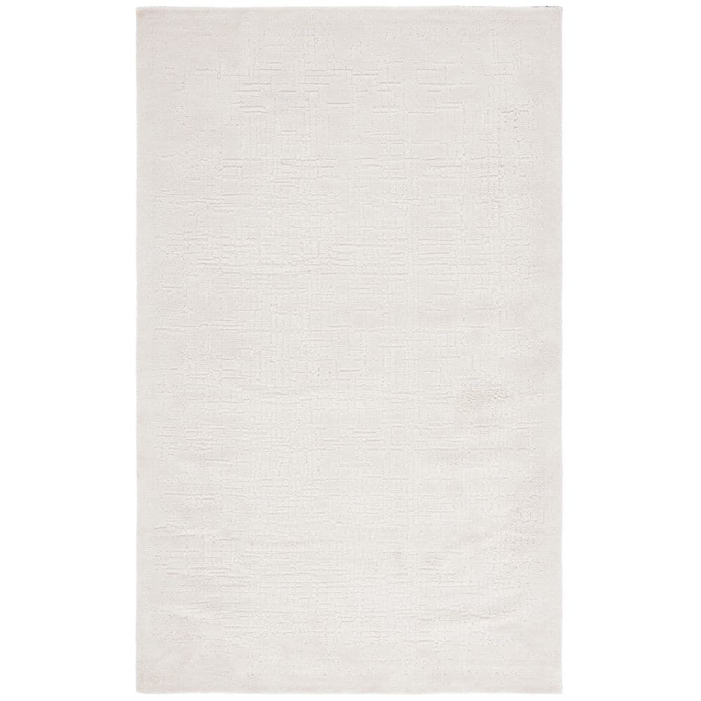 Abstract Ivory & Beige Handmade Wool Rug 4' x 6'