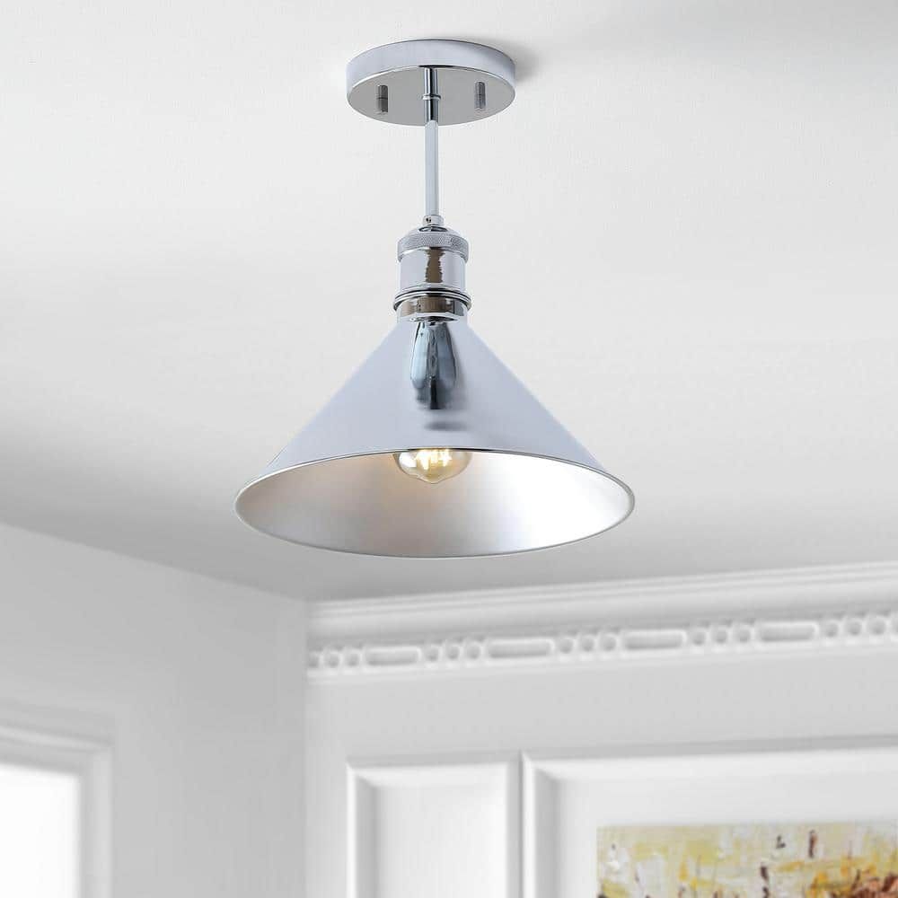 Nick 11" Chrome Metal LED Semi-Flush Mount Ceiling Light