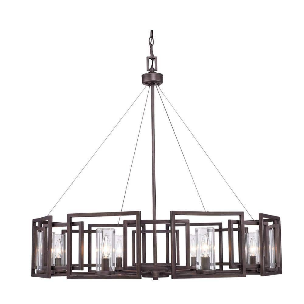 Bronze 35.5" Contemporary Candle Chandelier with Clear Glass