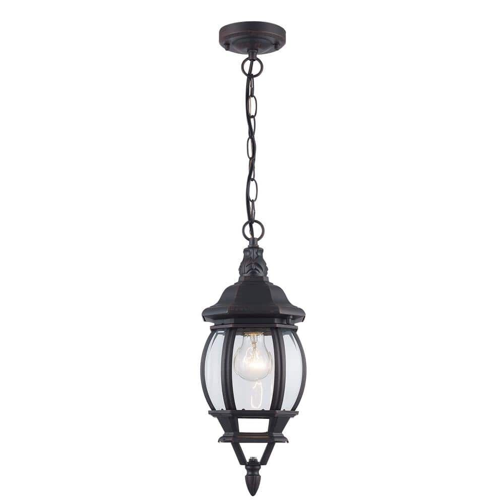 Parsons 16.5" Rustic Rust-Brown Feather-Leaf Outdoor Pendant Light