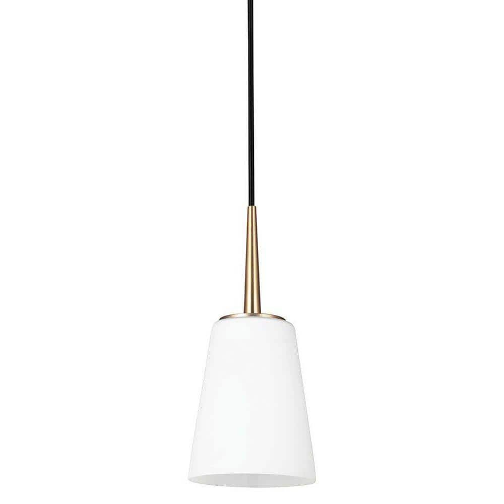 Satin Brass and Opal Glass Mini Pendant Light