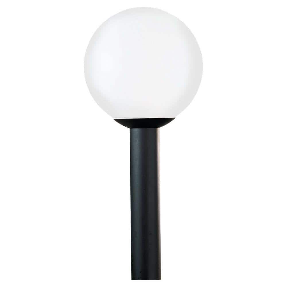 White Plastic Globe Outdoor Post Lantern with Acrylic Shade