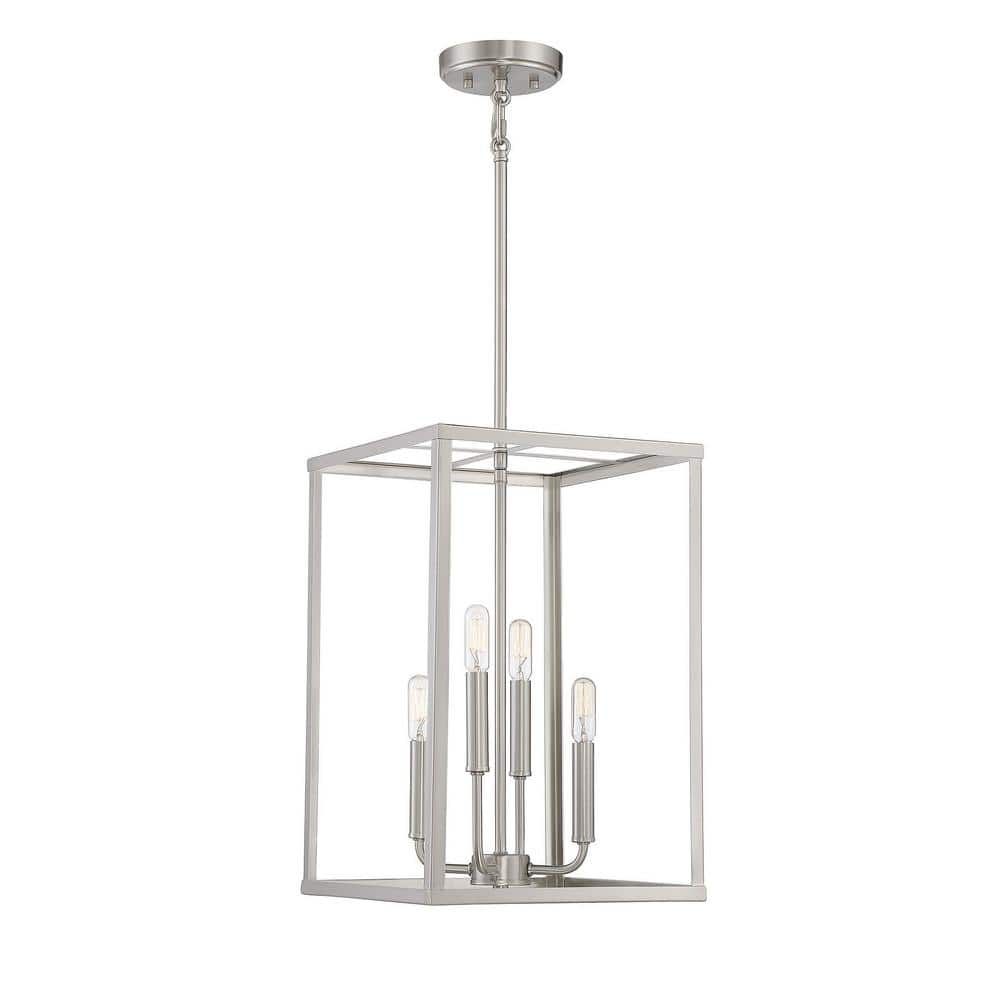 Contemporary Geometric 4-Light Brushed Nickel Pendant