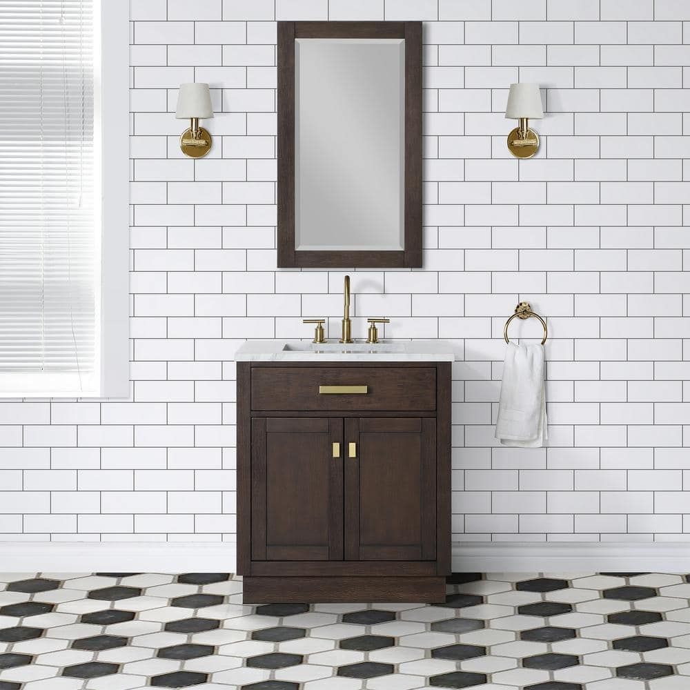 Chestnut Brown Oak Single Bathroom Vanity with Ceramic Sink