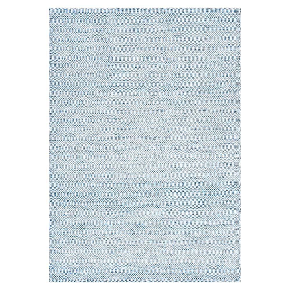 Cloud Blue Geometric Wool Flatweave Rug 6' x 9'