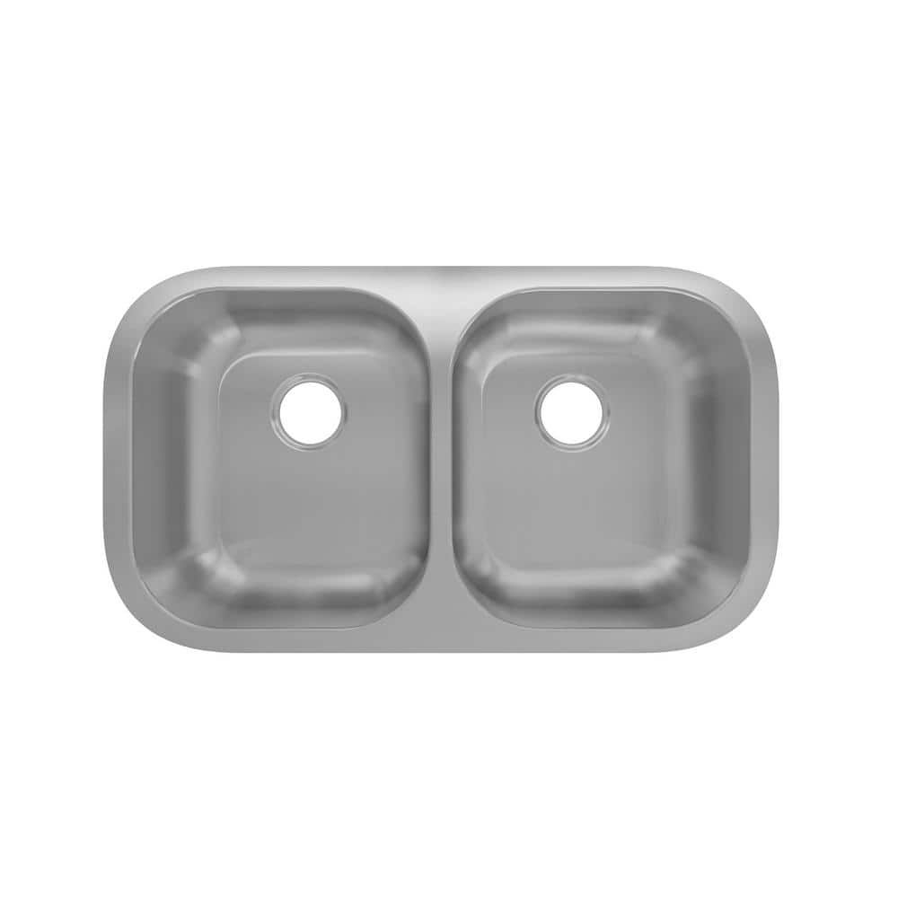 32-Inch Stainless Steel Double Bowl Kitchen Sink with Drainboard