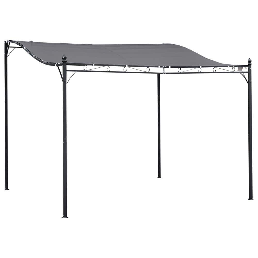 10 ft. x 10 ft. Gray Steel Outdoor Pergola Gazebo with Fabric Roof