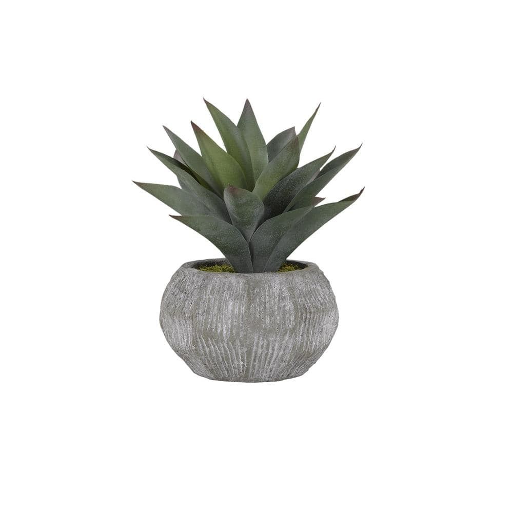 10.5" Green Faux Aloe Plant in Gray Ceramic Planter