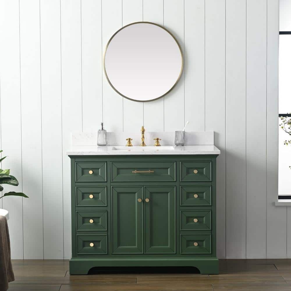 Evergreen Solid Wood and MDF Single Vanity with Carrara White Top