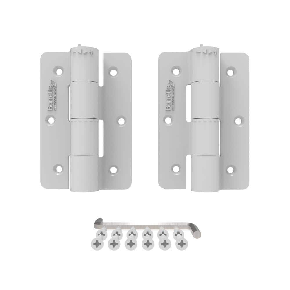 White Aluminum Self-Closing Butterfly Gate Hinges, 2-Pack