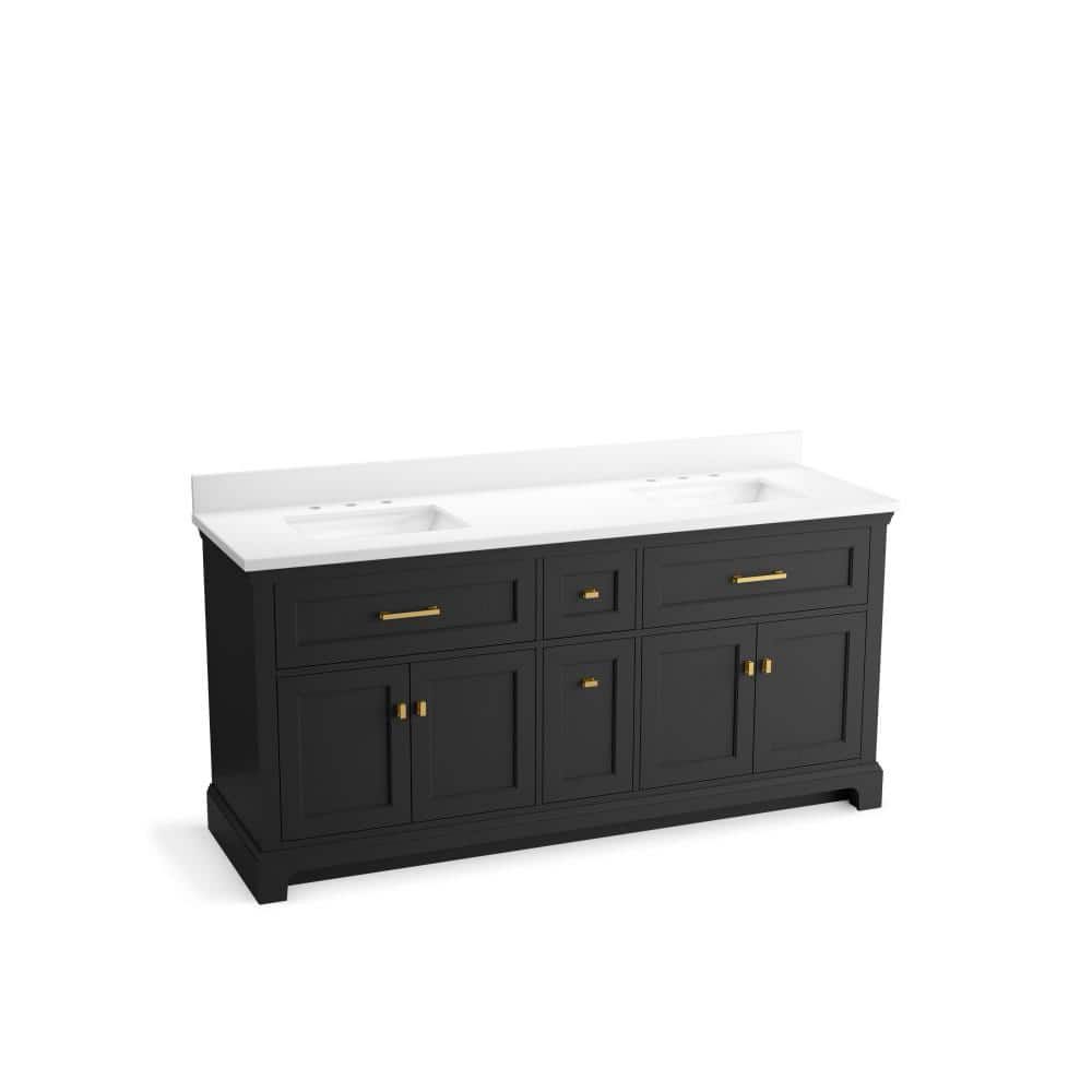 Ferrous Grey Double Sink Freestanding Bathroom Vanity with Quartz Top