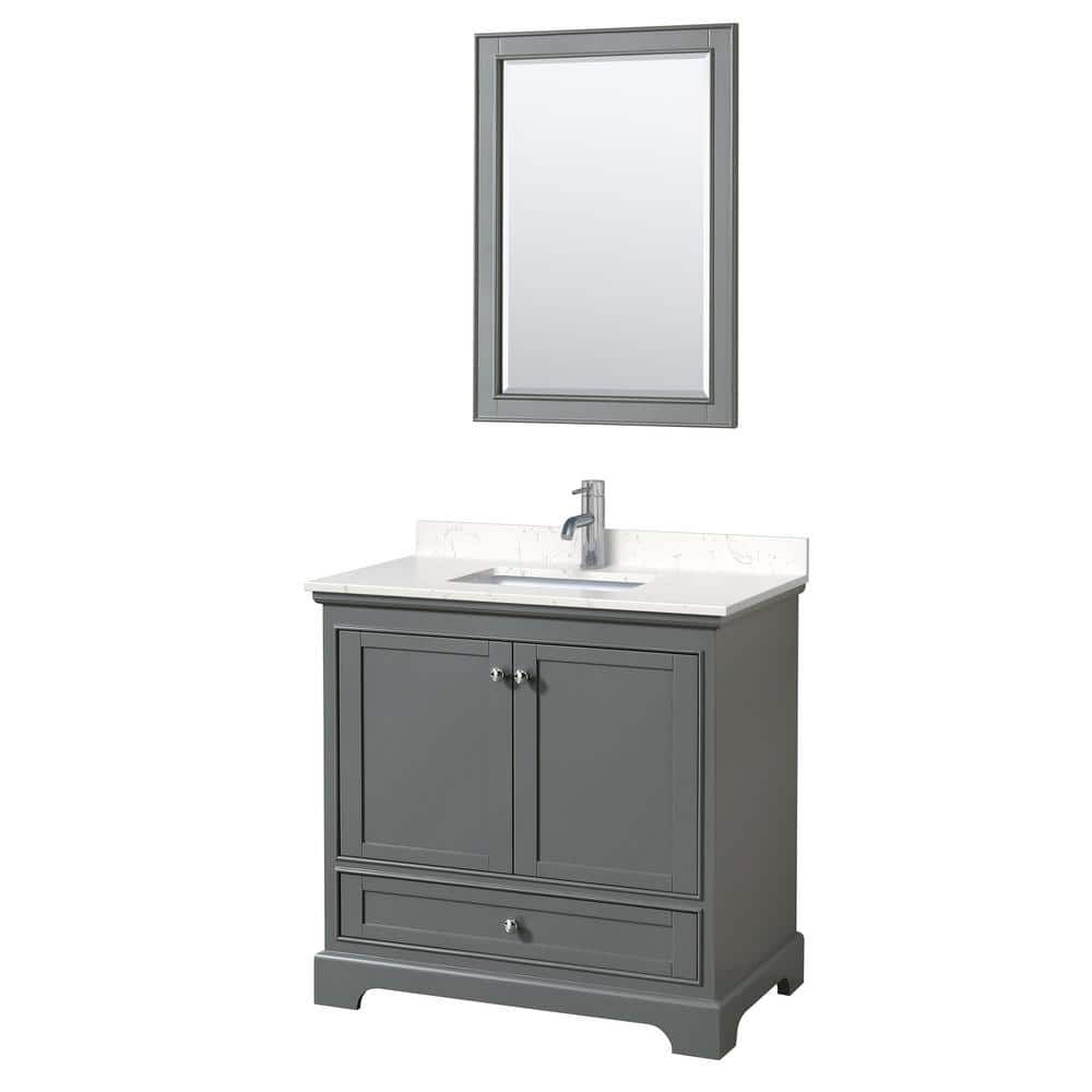 Deborah 36" Dark Gray Marble Top Single Bathroom Vanity