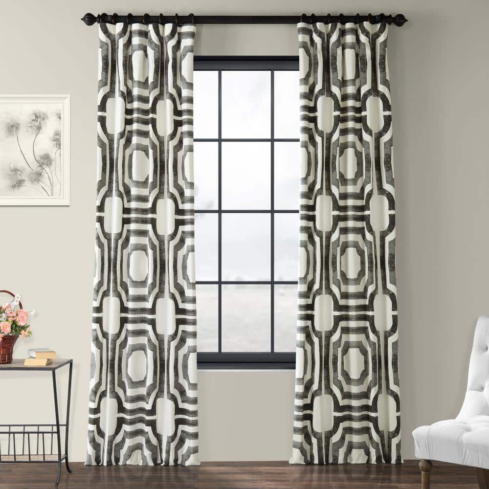 Mecca Steel Geometric Cotton Room-Darkening Window Panel, 108" x 50"